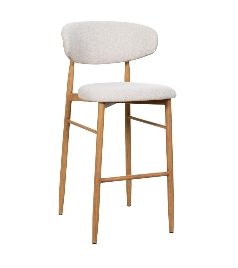 Tabouret Gigi - Beige - Pied naturel (lot de 2) - I.D DECO MARSEILLE