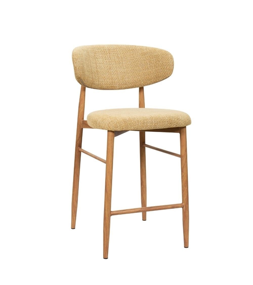 Tabouret Gigi - Moutarde - Pied naturel (lot de 2) - I.D DECO MARSEILLE
