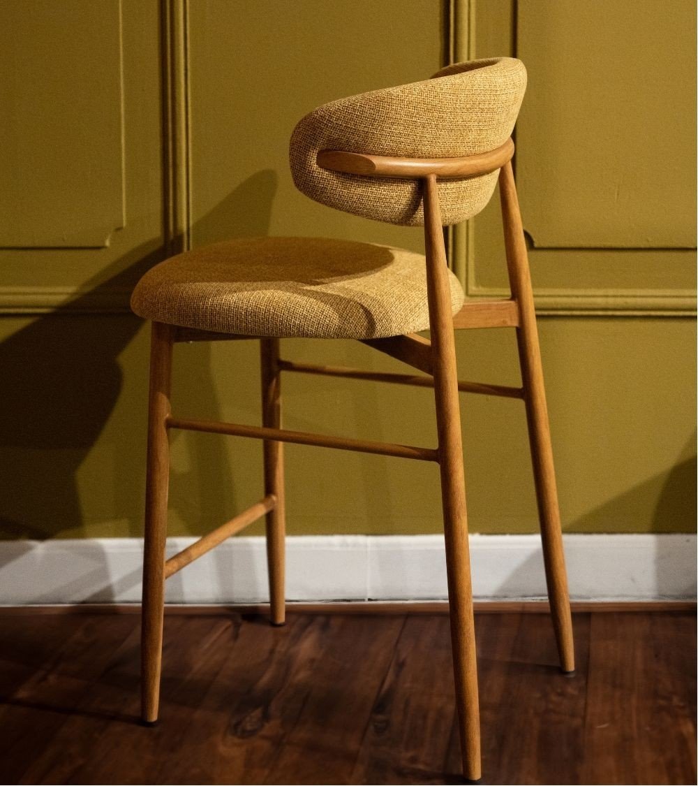 Tabouret Gigi - Moutarde - Pied naturel (lot de 2) - I.D DECO MARSEILLE
