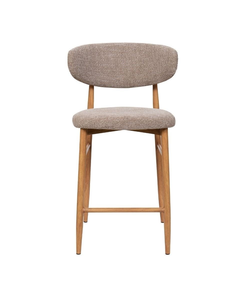 Tabouret Gigi - Taupe - Pied naturel (lot de 2) - I.D DECO MARSEILLE