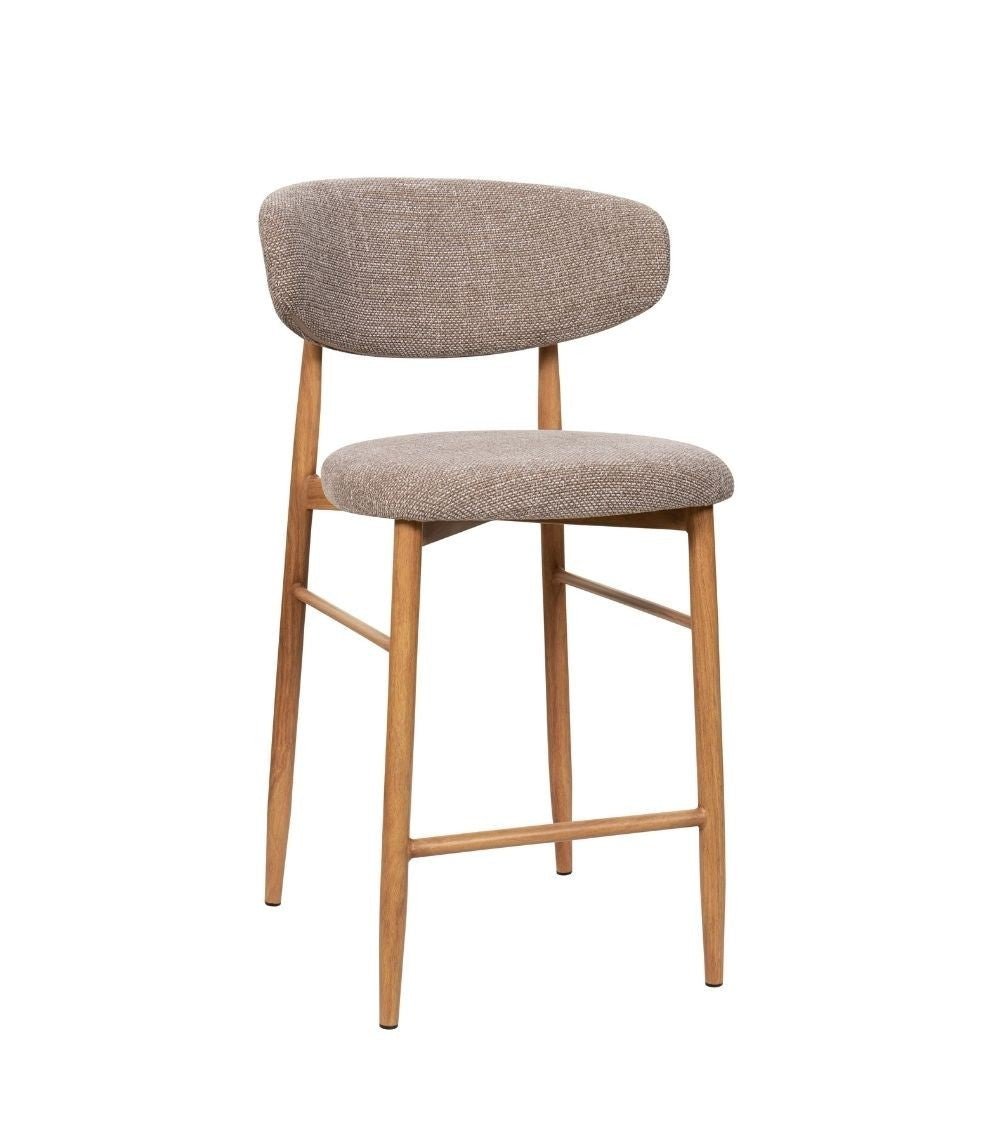 Tabouret Gigi - Taupe - Pied naturel (lot de 2) - I.D DECO MARSEILLE