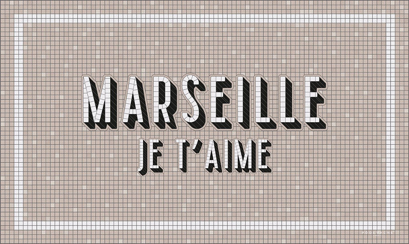 Tapis vinyle Marseille Je T'aime de la marque française Pôdevache, disponible chez I.D DECO Marseille et en livraison partout en France