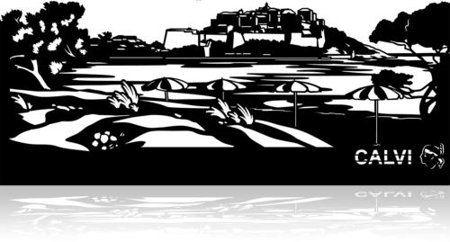 Skyline Calvi, applique murale en métal découpée au laser, disponible en 3 tailles chez I.D DECO Marseille en retrait boutique ou en livraison partout en France
