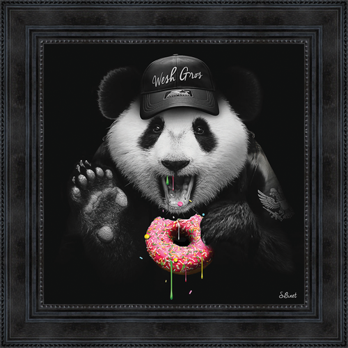 Sylvain Binet tableau panda Donut 53x53 cm disponible en livraison ou en retrait dans les boutiques I.D DECO Marseille