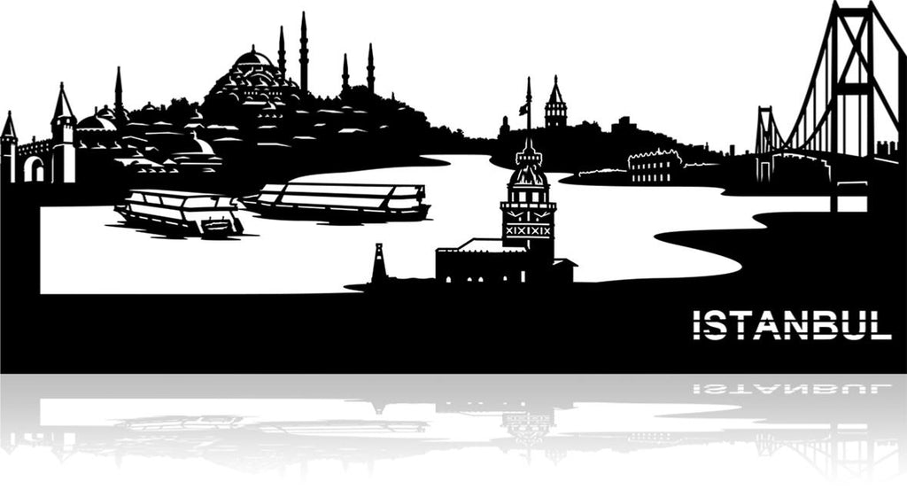 Skyline Istanbul, applique murale en métal découpée au laser disponible en 3 tailles chez I.D DECO Marseille en retrait boutique ou en livraison partout en France