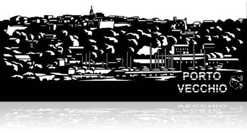 Skyline Porto-Vecchio, applique murale en métal découpée au laser disponible en 3 tailles chez I.D DECO Marseille en retrait boutique ou en livraison partout en France