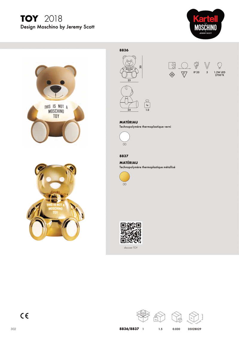 Lampe Toy Gold Kartell, fiche technique, disponible chez I.D DECO Marseille