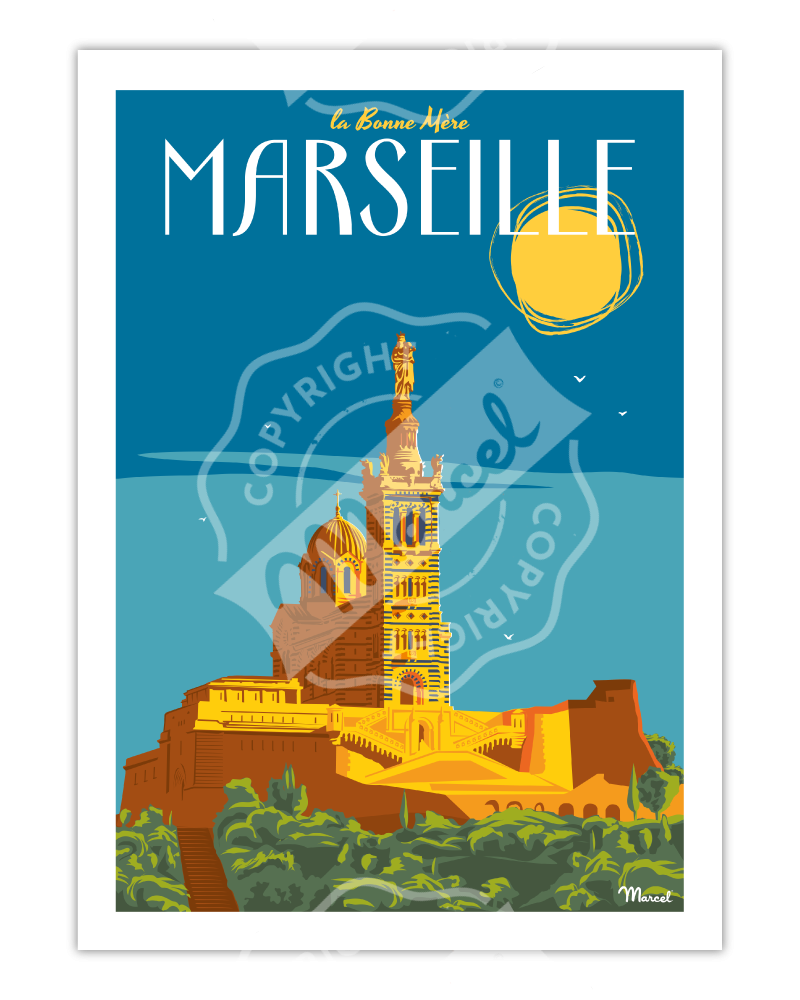Affiche Marcel Marseille bonne mère disponible chez I.D DECO Marseille