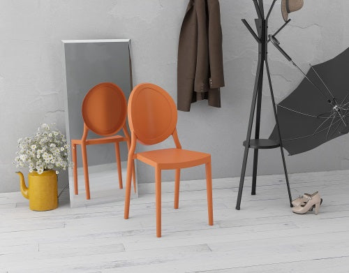 Chaise Léa Orange en polypropylène, intérieur ou extérieur, empilable, disponible chez I.D DECO Marseille
