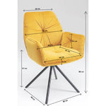 Chaise Sara jaune avec accoudoirs et assise capitonnée, disponible chez I.D DECO Marseille en retrait boutique ou en livraison partout en France