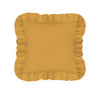 Coussin carré 45x45 cm à volants en gaze de coton, coloris jaune moutarde, de la marque française Pôdevache, disponible chez I.D DECO Marseille