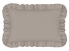 Coussin Novos rectangle 40x60 cm à volants, en gaze de coton coloris beige, de la marque française Pôdevache, disponible chez I.D DECO Marseille