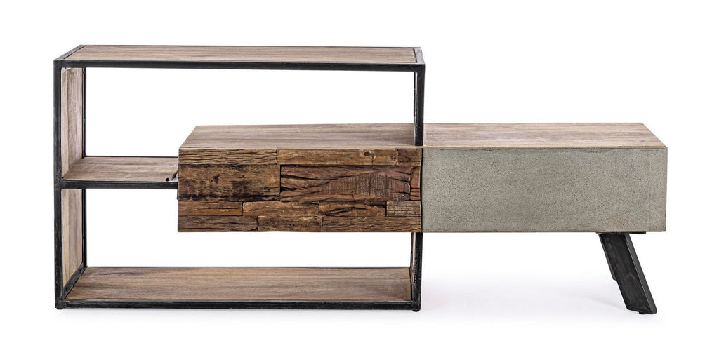 meuble tv bois metal effet ciment linna design moderne