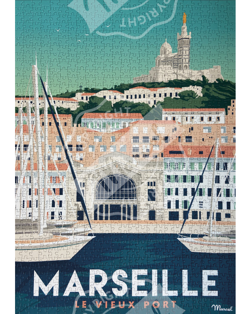 Puzzle Marseille Le Vieux Port Marcel Travel Poster, disponible chez I.D DECO Marseille