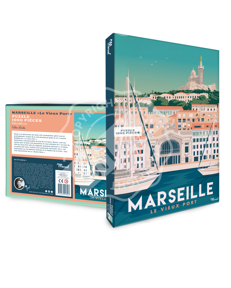 Puzzle Marseille Le vieux Port Marcel Travel Poster disponible chez I.D DECO Marseille