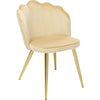 Set de 2 chaises Princess Beige, tissu toucher velours, dossier en forme de coquillage, pieds en acier doré, disponible chez I.D DECO Marseille en livraison partout en France