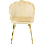 Set de 2 chaises Princess Beige, tissu toucher velours, dossier en forme de coquillage, pieds en acier doré, disponible chez I.D DECO Marseille en livraison partout en France