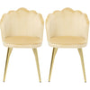 Set de 2 chaises Princess Beige, tissu toucher velours, dossier en forme de coquillage, pieds dorés, disponibles chez I.D DECO Marseille en livraison partout en France
