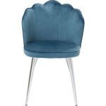 Set de 2 chaises Princess Bleu, dossier en forme de coquillage, tissu toucher velours, disponible chez I.D DECO Marseille en livraison partout en France