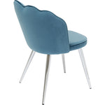 Set de 2 chaises Princess Bleu, dossier en forme de coquillage, tissu toucher velours, disponible chez I.D DECO Marseille en livraison partout en France