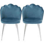 Set de 2 chaises Princess Bleu, forme coquillage, tissu toucher velours, disponible chez I.D DECO Marseille en livraison partout en France