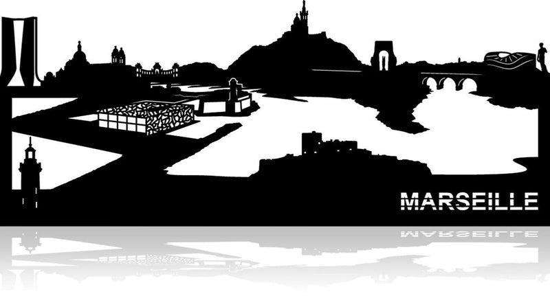 Applique murale Skyline ville de Marseille, découpée au laser, fabrication française, disponible chez I.D DECO Marseille en retrait boutique ou en livraison partout en France