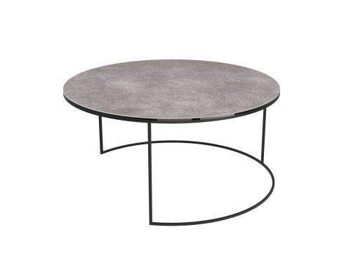 Table basse ronde plateau en céramique argile, disponible en livraison à domicile ou en retrait boutique chez I.D DECO Marseille