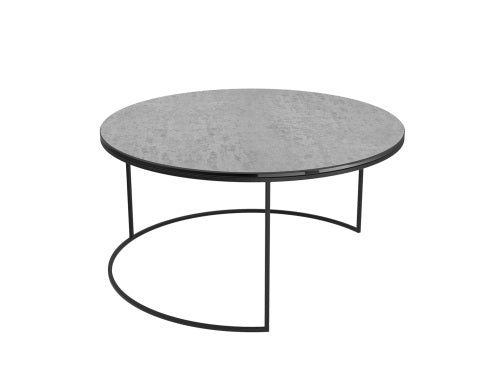 Table basse ronde Roma plateau en céramique silver anti rayures, disponible en livraison à domicile ou en retrait boutique chez I.D DECO Marseille