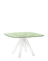 Table de repas Sir Gio de Kartell, transparente avec plateau vert, disponible chez I.D DECO Marseille et en livraison partout en France