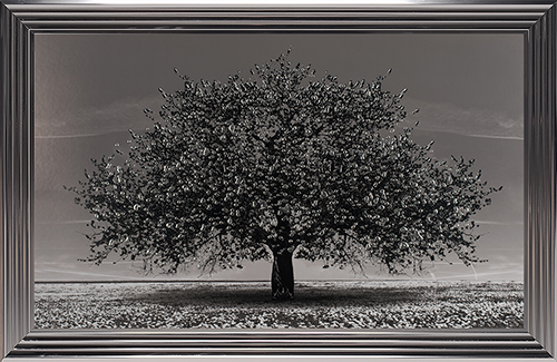 Tableau arbre de vie gris anthracite, gel et strass en relief, disponible chez I.D DECO Marseille