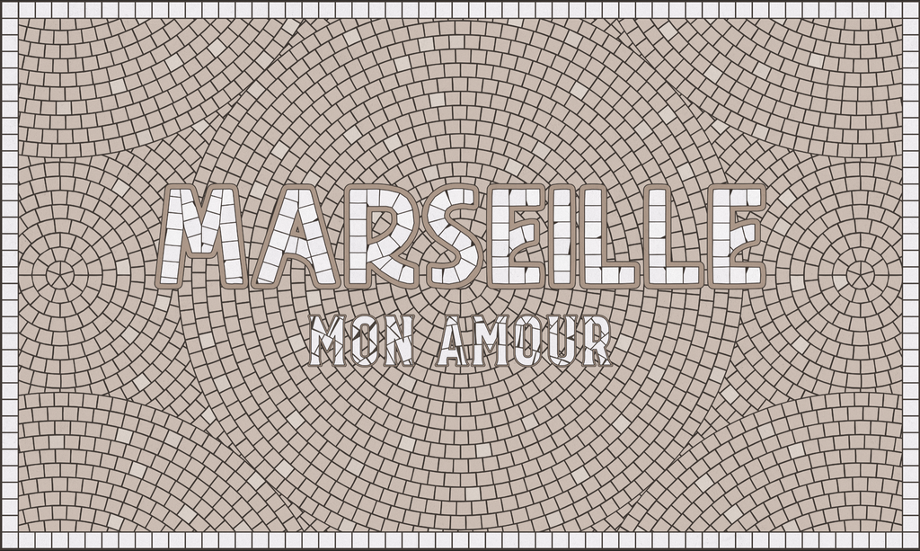 Tapis vinyle personnalisé "Marseille Mon Amou" de la marque Pôdevache, dimensions 49.5x83 cm, disponible chez I.D DECO ou en livraison partout en France